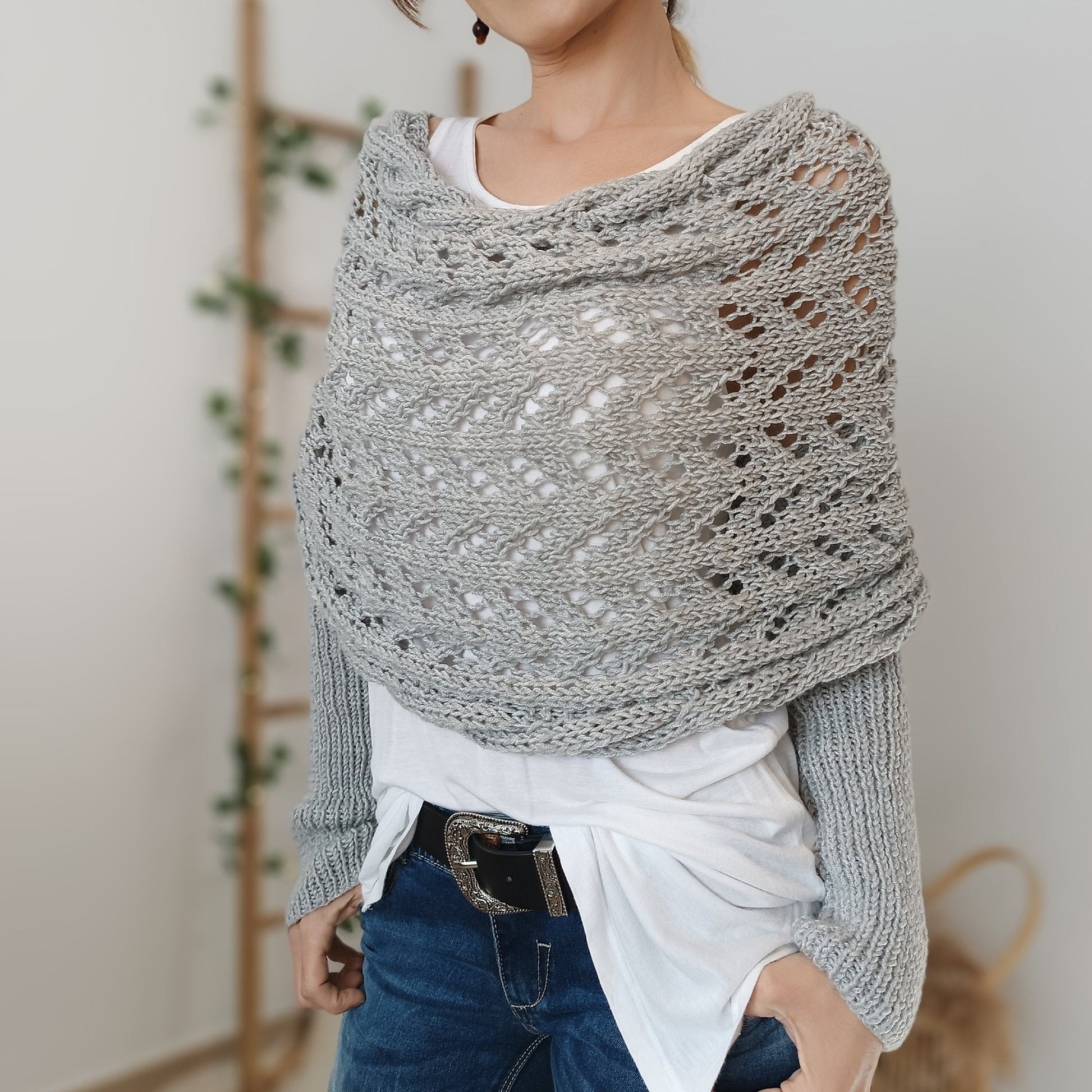 💥Buy 2 Get 10% Off💥Women’s Knitted Cut-Out Shawl Poncho Wrap-2